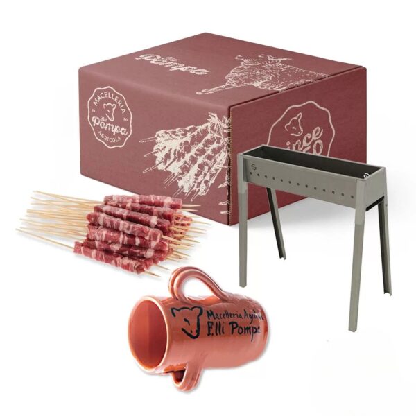 arrosticini, fornacella e brocca per arrosticini